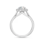 18K Solid Gold 1.11 Carat Round Brilliant Cut Halo Pave Natural Diamond Engagement Ring - Image 5