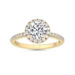 1.54 Carat Round Halo Pavé Natural Diamond Engagement Ring in 18K Gold - Image 5