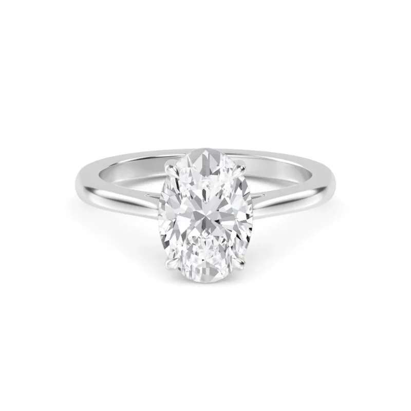 Oval 1.56 Ct Natural Diamond Engagement Ring in 18K Solid Gold