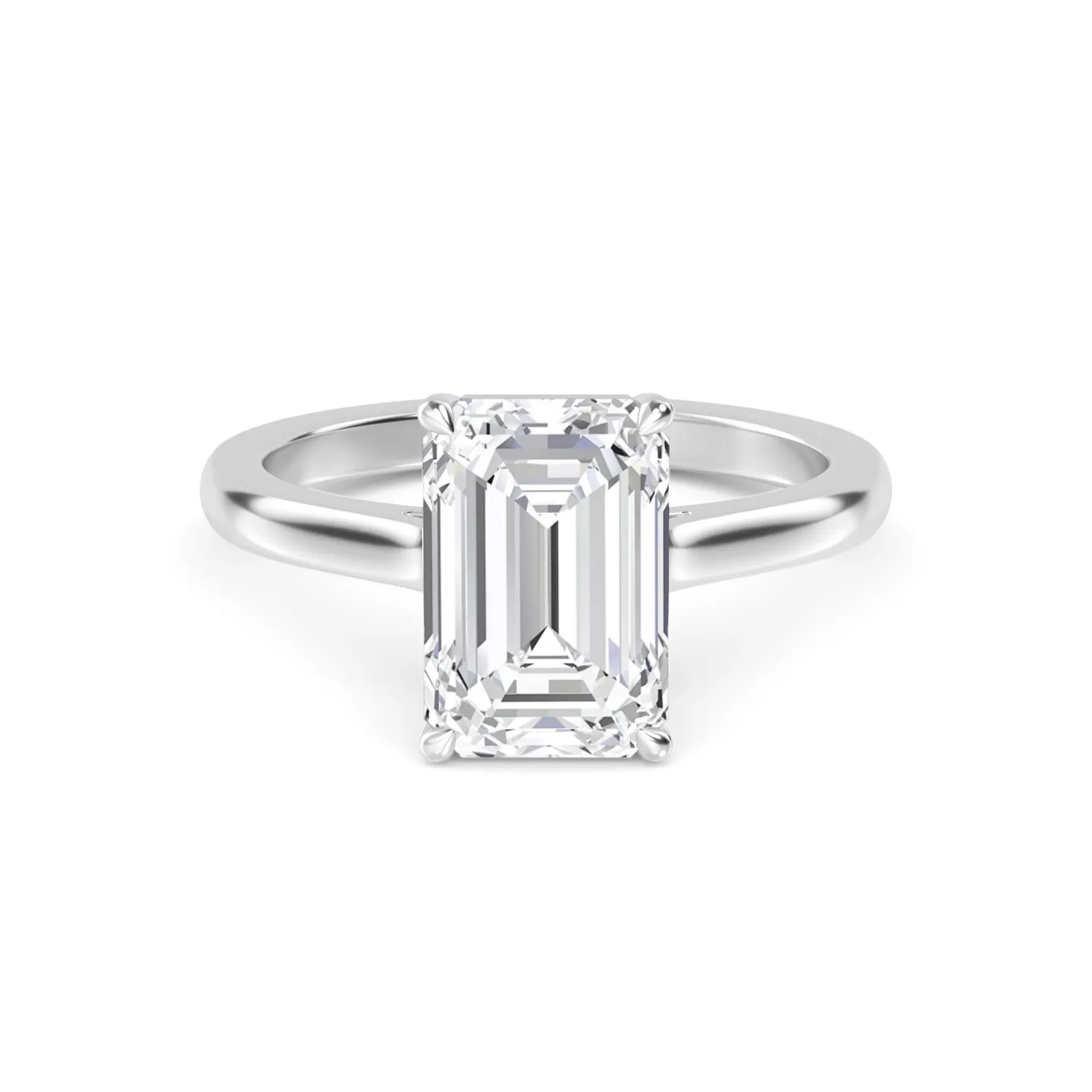 1.57ct Emerald Cut Natural Diamond Solitaire Engagement Ring in 18K Solid Gold 1.57ct Emerald Cut Natural Diamond Solitaire Engagement Ring in 18K Solid Gold