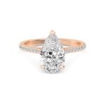 18K Solid Gold 1.67 CT Pear Natural Diamond Engagement Ring with Pave Band and Brilliant Cut Round Diamonds - Image 2