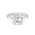 18K Solid Gold 1.53 CT Asscher Cut Diamond Solitaire Engagement Ring