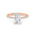 18K Solid Gold 1.69 CT Radiant Cut Solitaire Hidden Halo Natural Diamond Engagement Ring - Image 2