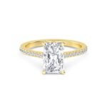18K Solid Gold 1.69 CT Radiant Cut Solitaire Hidden Halo Natural Diamond Engagement Ring - Image 3