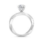 18K Solid Gold 1.18Ct Round Lab Grown Diamond Pavé Twisted Solitaire Engagement Rin - Image 5