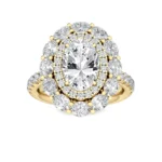 18K Solid Gold 3.94 CT Oval Double Halo Lab Grown Diamond Engagement Ring - Image 4