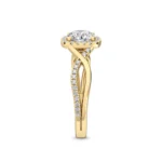 18K Solid Gold 1.13 ct Twisted Infinity Pavé Round Natural Diamond Halo Engagement Ring - Image 4