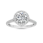 18K Solid Gold 1.11 Carat Round Brilliant Cut Halo Pave Natural Diamond Engagement Ring