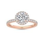 18K Solid Gold 1.58 Ct Round Cut Natural Diamond Halo Engagement Ring - Image 2