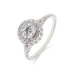 18K Solid Gold 1.42 CT Round Cut Double Halo Pave Natural Diamond Engagement Ring