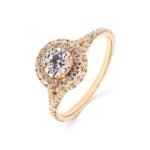 18K Solid Gold 1.42 CT Round Cut Double Halo Pave Natural Diamond Engagement Ring - Image 3