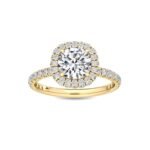 1.32 Ct Pavé Cathedral Setting Round Natural Diamond Halo Engagement Ring in 18K Solid Gold - Image 3