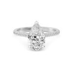 18K Solid Gold 1.67 CT Pear Natural Diamond Engagement Ring with Pave Band and Brilliant Cut Round Diamonds