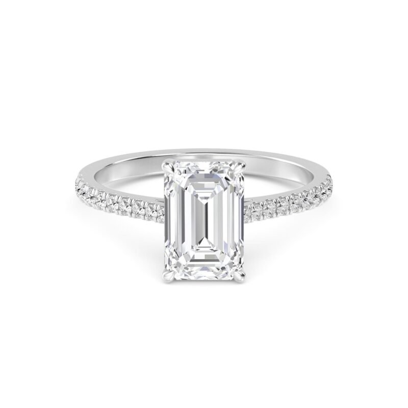 18K Solid 1.71 CT Emerald Cut Solitaire Natural Diamond Engagement Ring