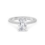 18K Solid Gold 1.69 CT Radiant Cut Solitaire Hidden Halo Natural Diamond Engagement Ring