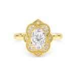 18K Solid Gold 1.25 CT Vintage Oval Halo Natural Diamond Engagement Ring | Art Deco Engagement Ring - Image 5