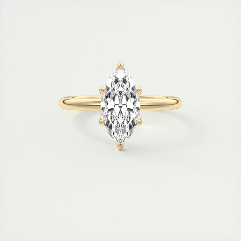 18K Solid Gold 1.50 CT Natural Diamond Marquise Cut Prong Set Engagement Ring
