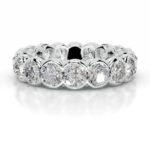 18K Solid Gold Natural Diamond Half Bezel Eternity Stackable Band