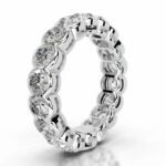 18K Solid Gold Natural Diamond Half Bezel Eternity Stackable Band - Image 4