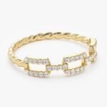 18K Solid Gold 0.38 CT Lab Grown Diamond Chain Link Twisted Rope Engagement Ring - Image 4