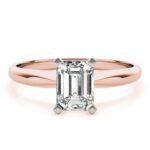18K Solid Gold 1 CT Emerald-Cut Natural Diamond Solitaire Engagement Ring - Image 7