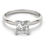 18K Solid Gold 1 CT Princess Cut Natural Diamond Solitaire Engagement Ring