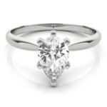 18K Solid Gold 1 CT Pear-Cut Natural Diamond Solitaire Engagement Ring