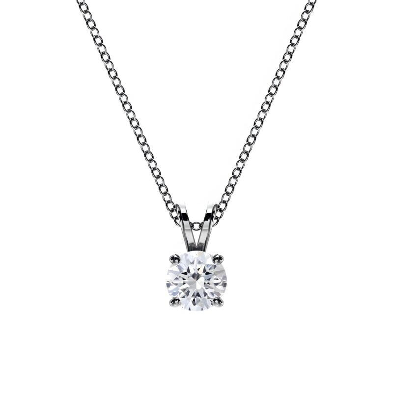 18k Solid Gold 1 CT Round Cut Natural Diamond Solitaire Pendant Necklace