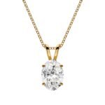 18K Solid Gold Oval Cut Lab Grown Diamond Solitaire Pendant Necklace - Image 4