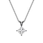 18K Solid Gold Princess Cut Natural Diamond Necklace - Image 2