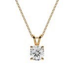 18K Solid Gold 1 CT Natural Diamond Cushion-Cut Pendant Necklace