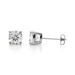 18K Solid Gold Natural Diamond Cushion-Cut Stud Earrings - Image 3