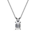 18k Solid Gold Emerald Cut Natural Diamond Solitaire Pendant Necklace - Image 3