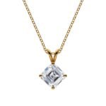 18K Solid Gold Asscher Cut Lab Grown Diamond Solitaire Necklace - Image 2