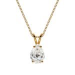18K Solid Gold Pear-Shaped Lab Grown Diamond Pendant Necklace - Image 2