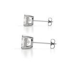 18K Solid Gold Natural Diamond Princess-Cut Stud Earrings - Image 2