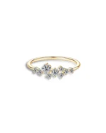 18K Solid Gold Diamond Cluster Ring | Stackable Wedding Band - Image 4