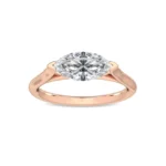 18K Solid Gold 1.17 Ct Marquise Diamond Split Shank Solitaire Engagement Ring - Image 2