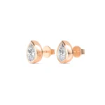 1.12ct Pear Cut Bezel Set Natural Diamond Stud Earrings in 18K Solid Gold - Image 2