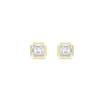 18K Solid Gold Bezel Set 1.01 Ct Asscher Cut Lab Grown Diamond Stud Earrings - Image 6