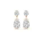 18K Solid Gold 2.19 Ct Pear & Round Cut Natural Diamond Drop Earrings - Image 5