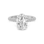 18K Solid Gold 3.04 Ct Oval Cut Natural Diamond Hidden Halo Engagement Ring