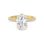 18K Solid Gold 3.04 Ct Oval Cut Natural Diamond Hidden Halo Engagement Ring - Image 4