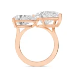 18K Solid Gold 4.00Ct Pear Cut Natural Diamond Toi et Moi Engagement Ring - Image 2