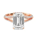 18K Solid Gold 3.09Ct Emerald Cut Lab Grown Diamond Engagement Ring - Image 3