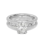 18K Solid Gold 2.14 Ct Oval Split Shank Natural Diamond Engagement Ring