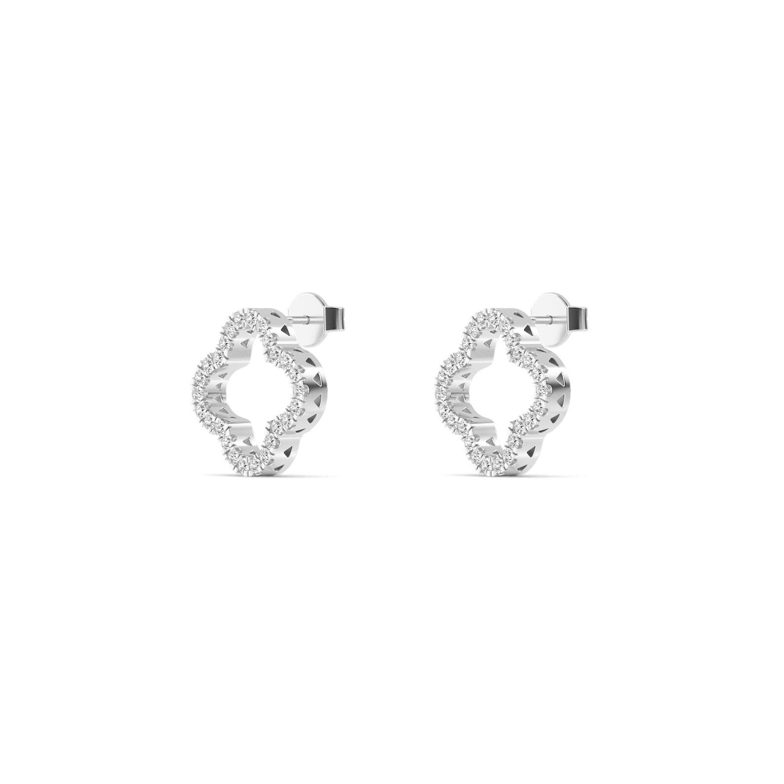 18K Solid Gold 0.63 Ct Natural Diamond Clover Stud Earrings 18K Solid Gold 0.63 Ct Natural Diamond Clover Stud Earrings
