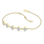 18K Solid Gold 0.65 Ct Natural Diamond Princess Cut Bracelet - Image 5