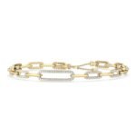 18K Solid Gold 0.98Ct Natural Diamond Paperclip Bracelet - Image 5