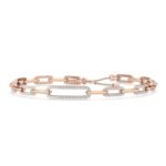 18K Solid Gold 0.98Ct Natural Diamond Paperclip Bracelet - Image 3